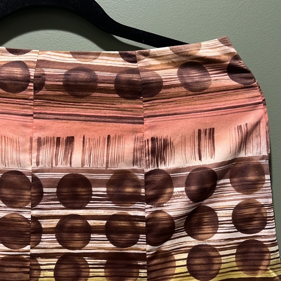 SALE! NWT Talbots funky flare skirt 8P Pink Green Brown Zipper, Lined #talbots - Picture 5 of 13